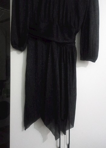 Siyah Uzun Drapeli Gotik Elbise - Görsel 3