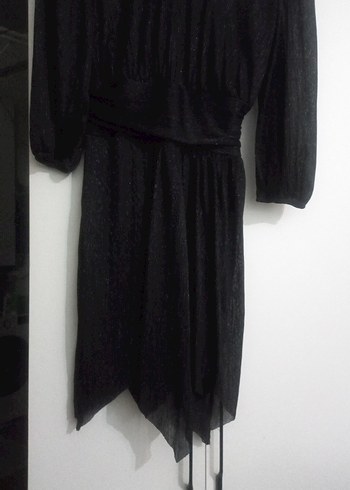 Siyah Uzun Drapeli Gotik Elbise - Görsel 2