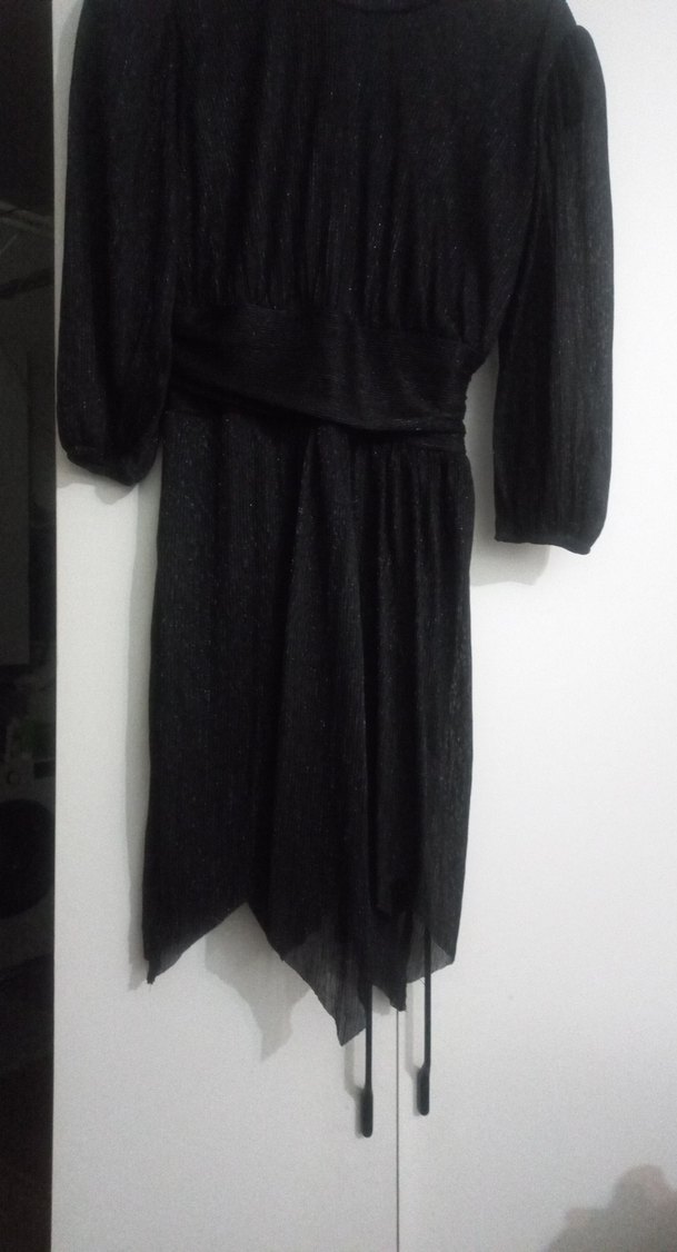 Siyah Uzun Drapeli Gotik Elbise - Görsel 2