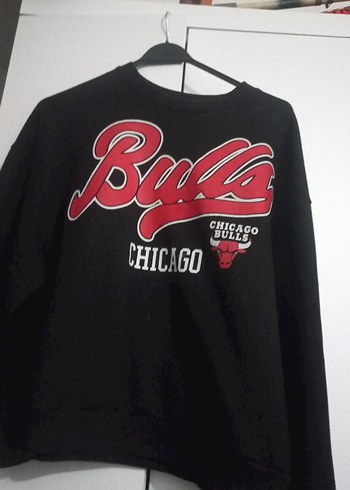Zincir Detaylı Chicago Bulls Siyah Sweatshirt - Görsel 2