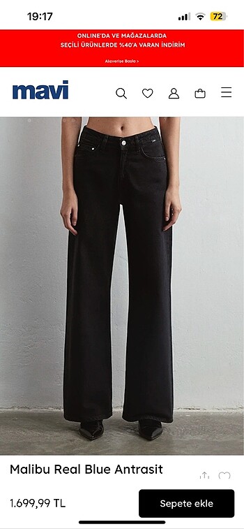 mavi all blue serisi high rose,loose wide leg kot pantolon