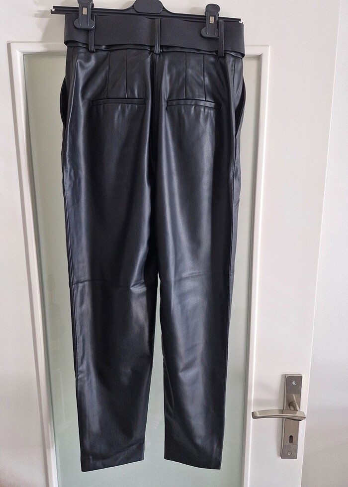 Tam yuksek bel pantolon deri - Görsel 3