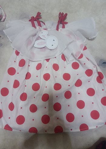 Kolsuz Puantiyeli Kız Çocuk Elbise hiç giyilmemiş - Görsel 2