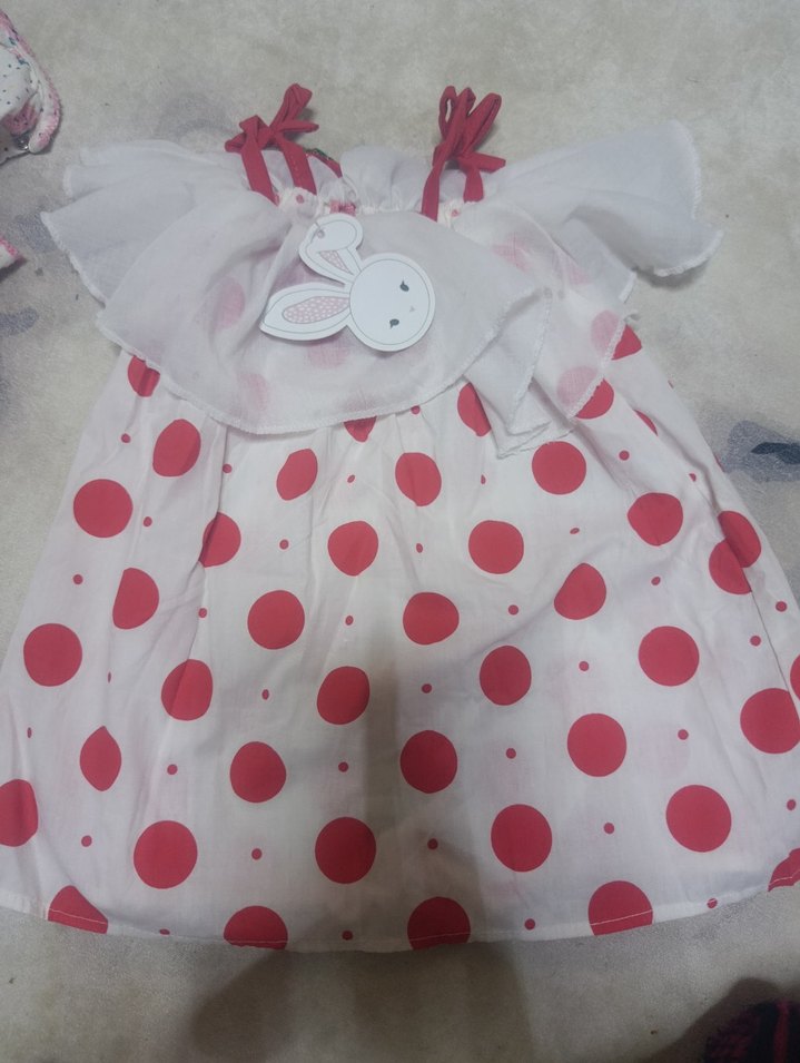 Kolsuz Puantiyeli Kız Çocuk Elbise hiç giyilmemiş - Görsel 2
