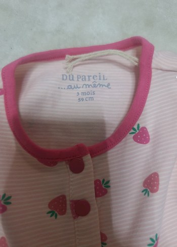 Çilek Baskılı Pembe Bebek Kız Tulum hiç giyilmemiş - Görsel 2