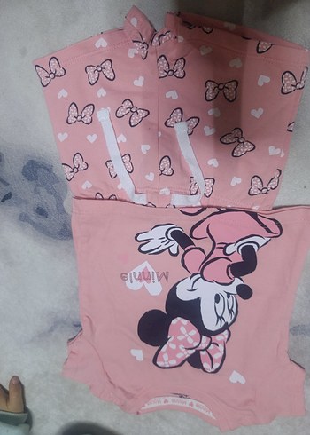 Pembe Baskılı Bebek Kız Takımı Fırfırlı giyilmemiş - Görsel 3