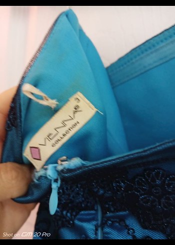 Boncuk İşlemeli Turkuaz Uzun Abiye Elbise - Görsel 7