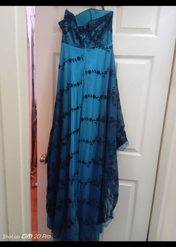 Boncuk İşlemeli Turkuaz Uzun Abiye Elbise - Görsel 3