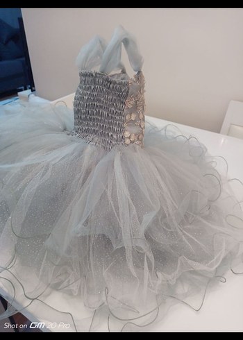 Kız Çocuk Straplez Nakışlı Fırfırlı Elbise - Görsel 3