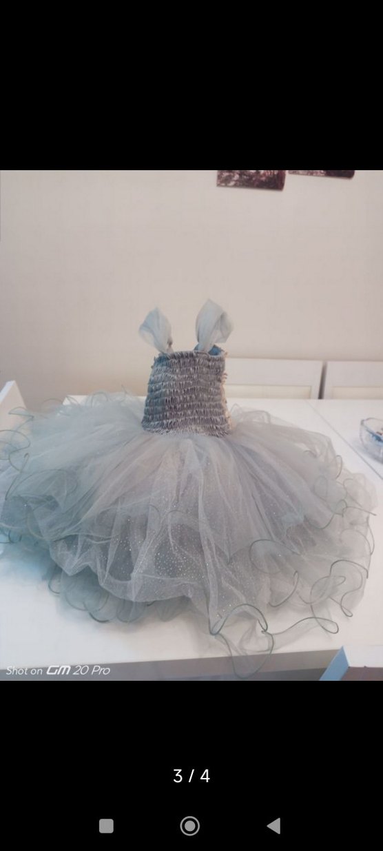 Kız Çocuk Straplez Nakışlı Fırfırlı Elbise - Görsel 2