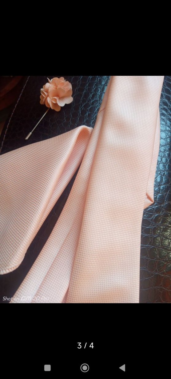 Pembe Pastel Erkek Kravat ve Yaka Çiçeği - Görsel 3