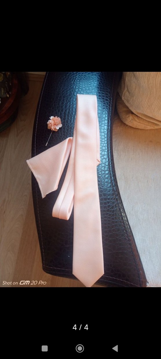 Pembe Pastel Erkek Kravat ve Yaka Çiçeği - Görsel 4