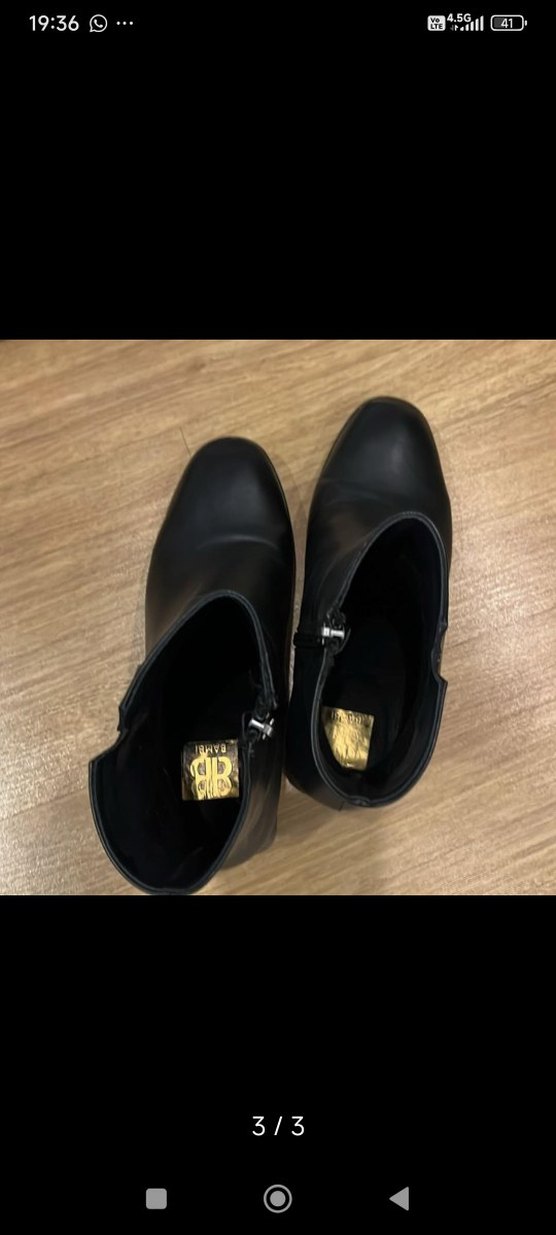 Siyah Deri Tokalı Kadın Topuklu Bot - Görsel 3