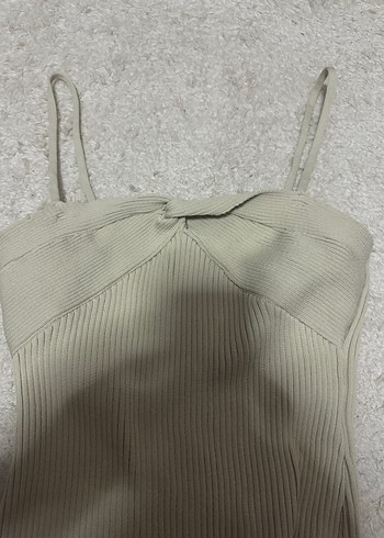 Bej Triko Midi Elbise - Görsel 3