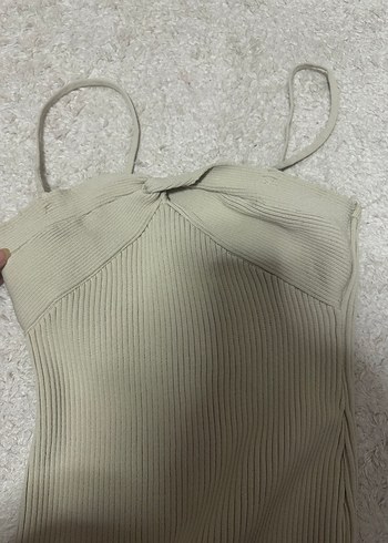 Bej Triko Midi Elbise - Görsel 2