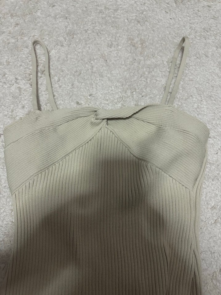 Bej Triko Midi Elbise - Görsel 3