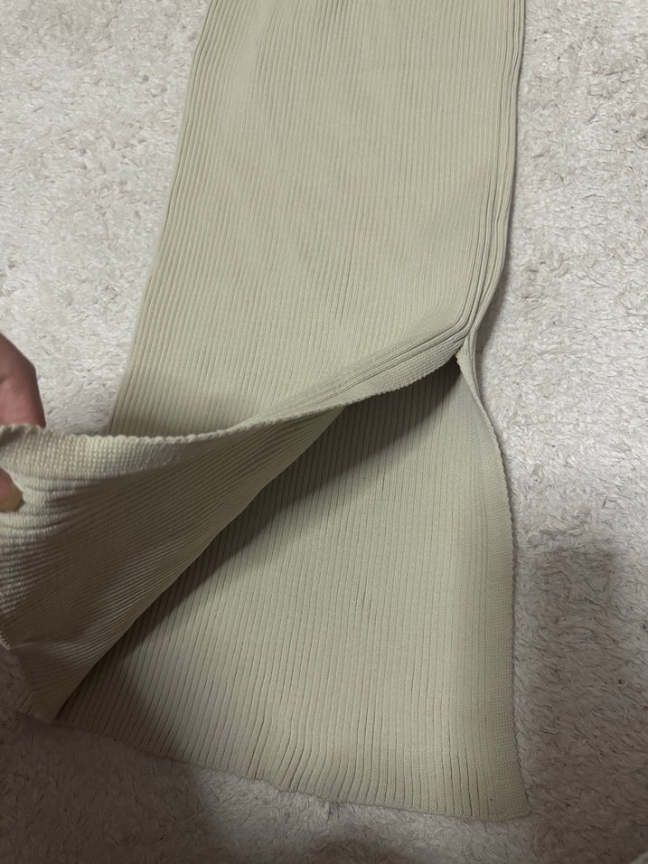 Bej Triko Midi Elbise - Görsel 5