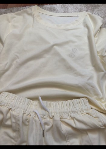 Kadın Beyaz Mini Rahat eşofman takımı - Görsel 2