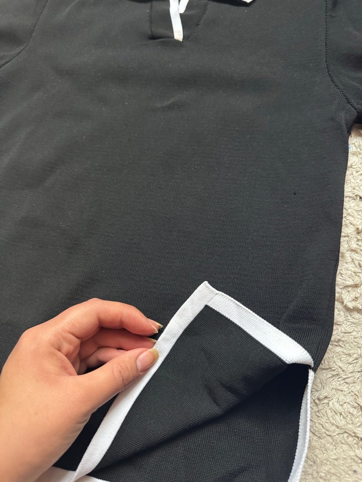 Kız Çocuk Siyah Polo Tişört - Görsel 2