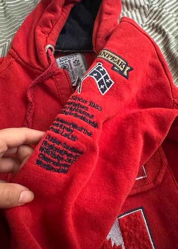 Kırmızı Kapüşonlu Nakışlı unisexs - Görsel 4