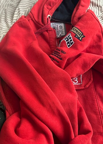Kırmızı Kapüşonlu Nakışlı unisexs - Görsel 5