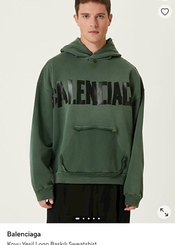 Balenciaga Yeşil Baskılı Erkek Sweatshirt - Görsel 2