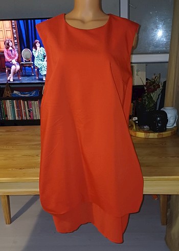 Mango XL Kırmızı Salaş Kolsuz Tunik