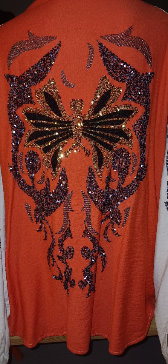 Payetli Çok Renkli Bohem Uzun Kollu Bluz - Görsel 2