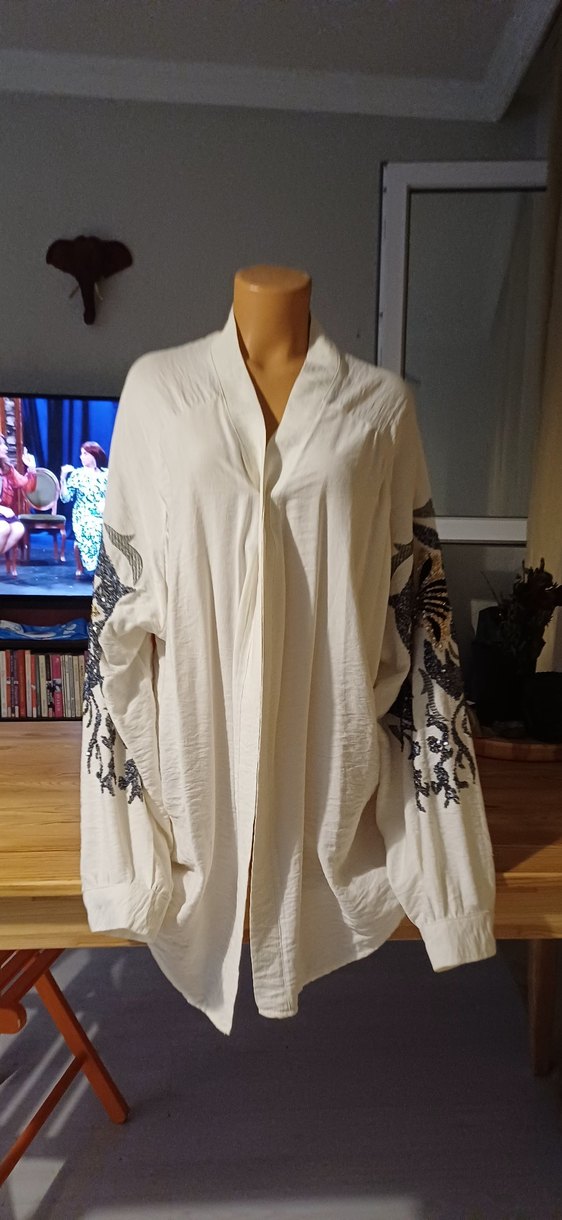 Payetli Çok Renkli Bohem Uzun Kollu Bluz - Görsel 4