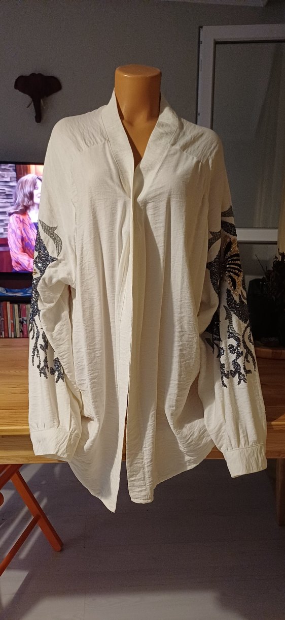 Payetli Çok Renkli Bohem Uzun Kollu Bluz - Görsel 5