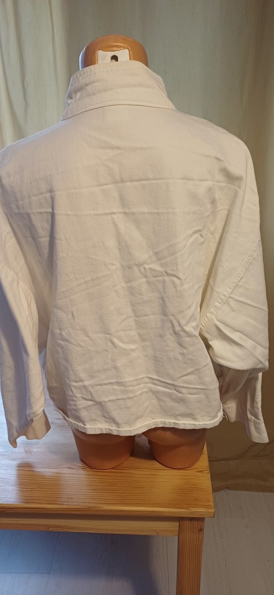 Wintage Düğmeli Beyaz Keten Kadın jean Gömlek M beden - Görsel 2