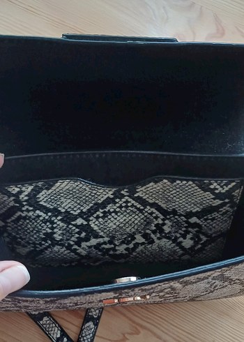 DSN marka, Kahverengi Deri Yılan Desenli Çanta - Görsel 6