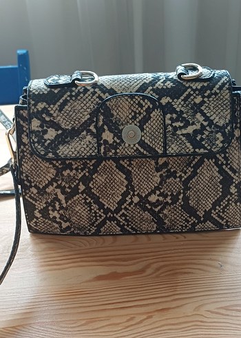DSN marka, Kahverengi Deri Yılan Desenli Çanta - Görsel 2