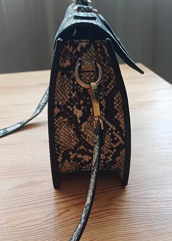 DSN marka, Kahverengi Deri Yılan Desenli Çanta - Görsel 3