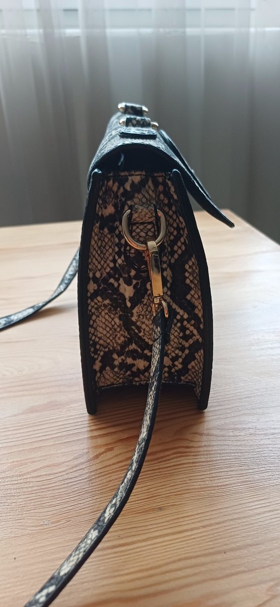 DSN marka, Kahverengi Deri Yılan Desenli Çanta - Görsel 3