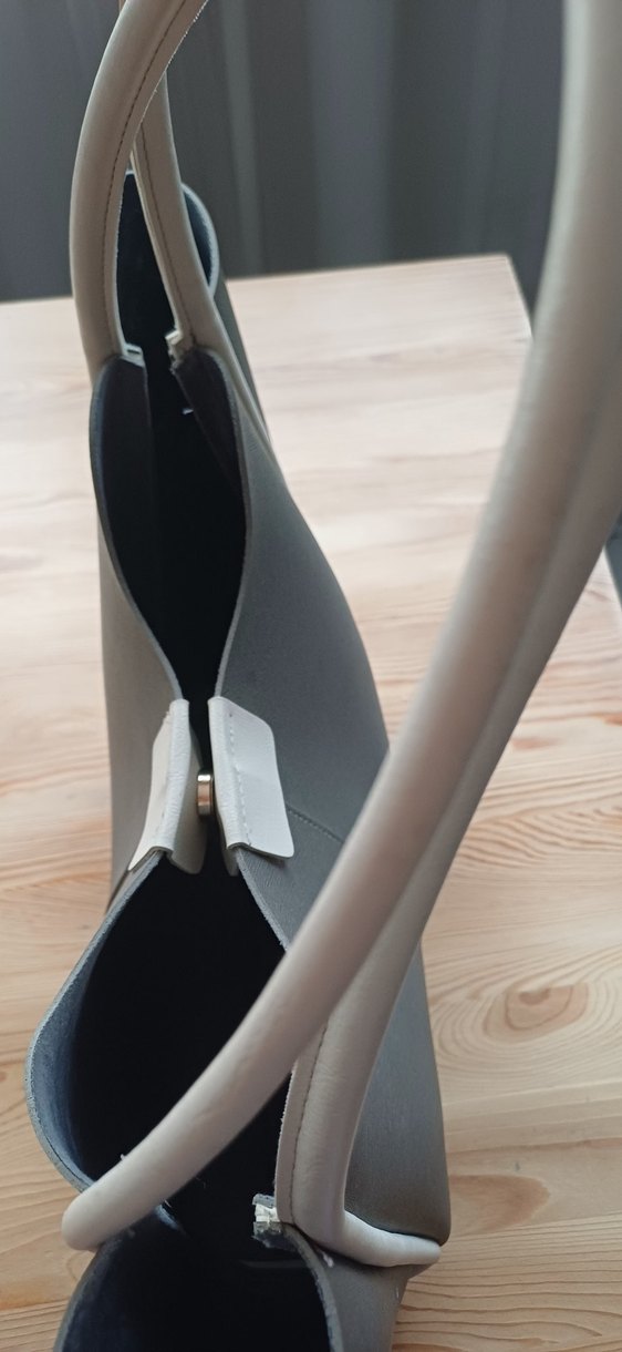 Zara Gri Deri Kadın Omuz Çantası - Görsel 2