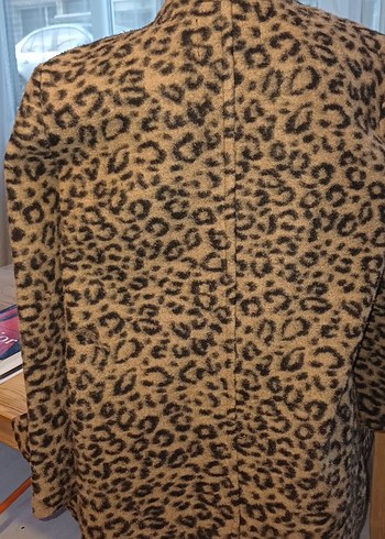 Stradivarius Kahverengi Leopar Desenli Kadın Midi Kaban - Görsel 3