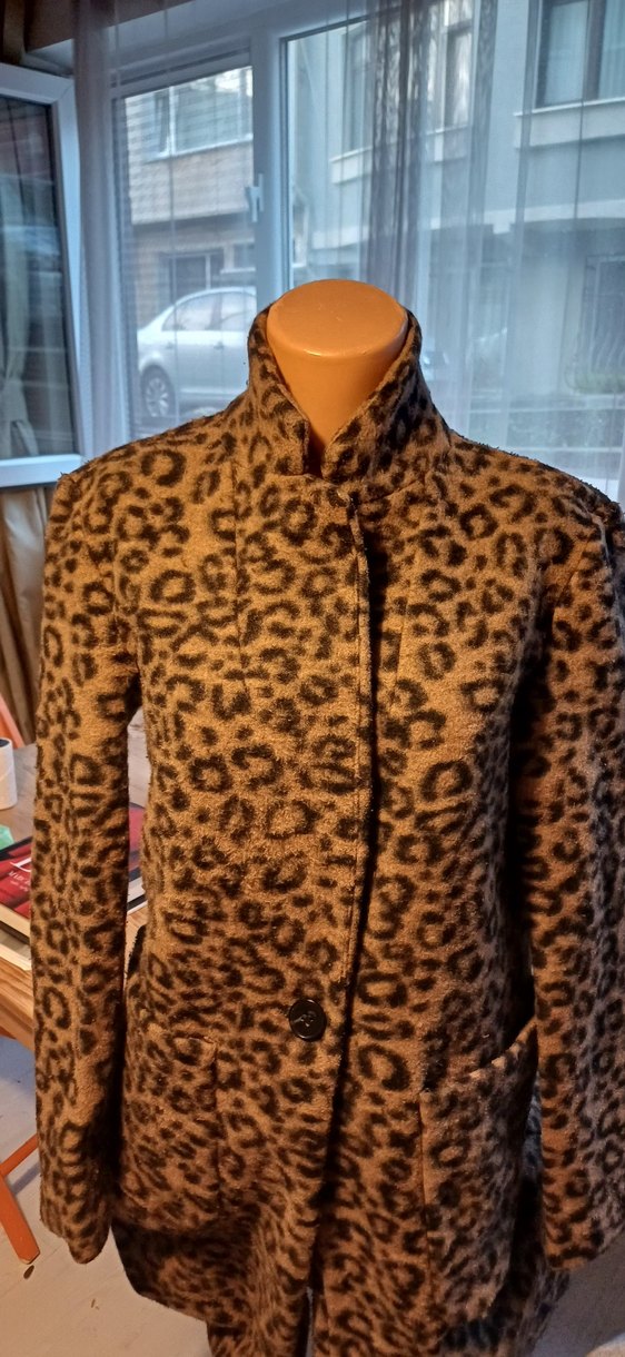 Stradivarius Kahverengi Leopar Desenli Kadın Midi Kaban - Görsel 2