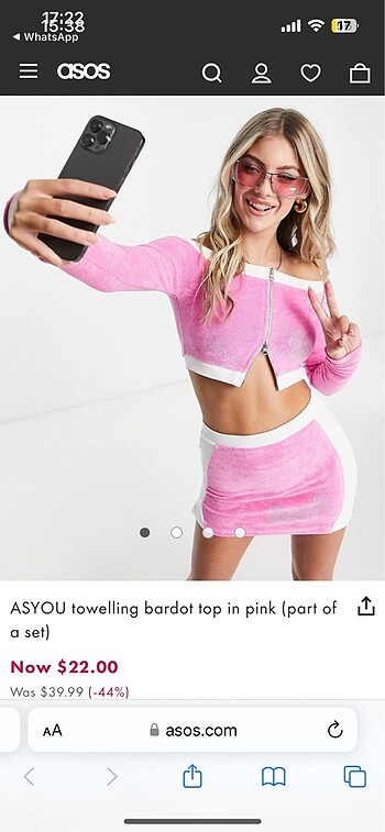 ASOS pembe crop