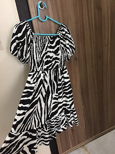 Standart Beden Beden siyah Renk Zebra Desenli Elbise