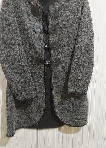 Düğmeli Gri  Kadın Hırka - Görsel 4