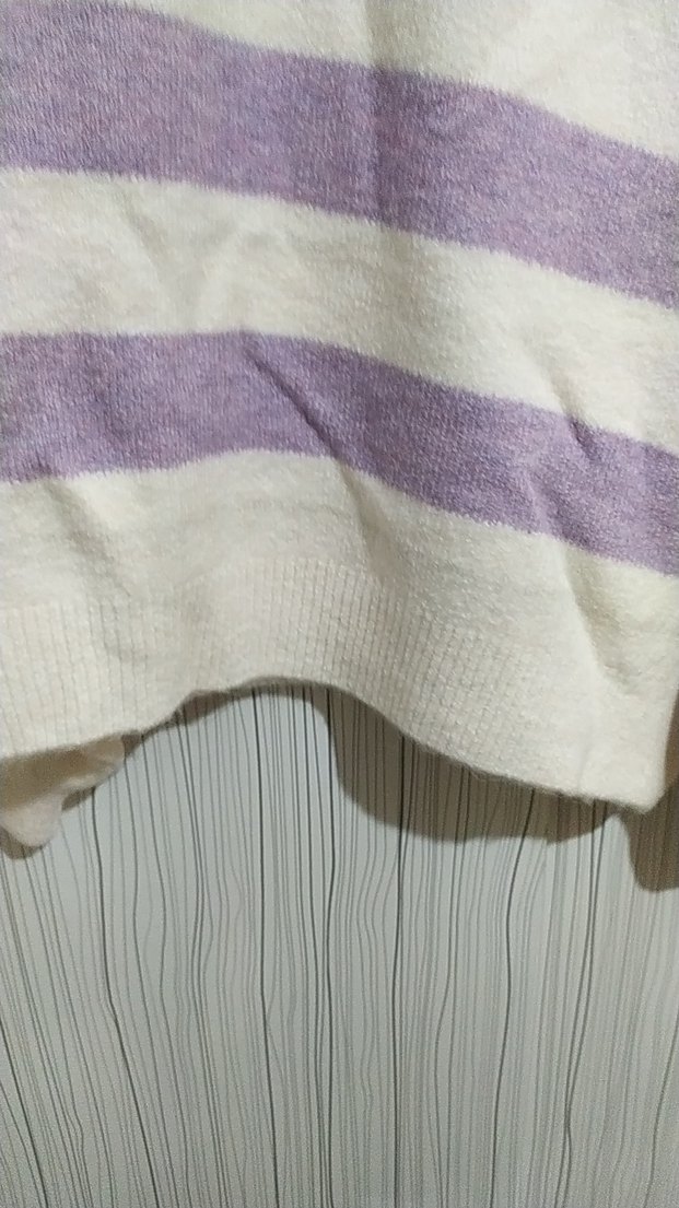 Mor Çizgili Örgü Kadın Kazak - Görsel 5