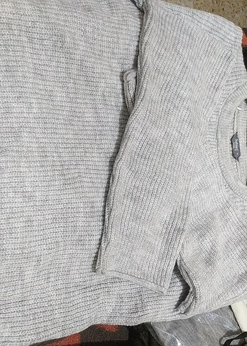 Gri Dantel Detaylı Kadın Triko Kazak - Görsel 6