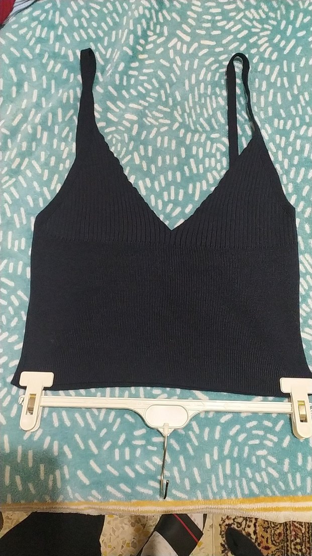 V Yaka Siyah Strappy Midi Süveter - Görsel 3