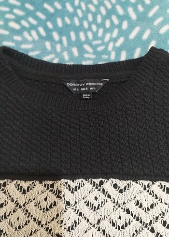 Siyah Desenli Örgü Kadın Süveter - Görsel 2