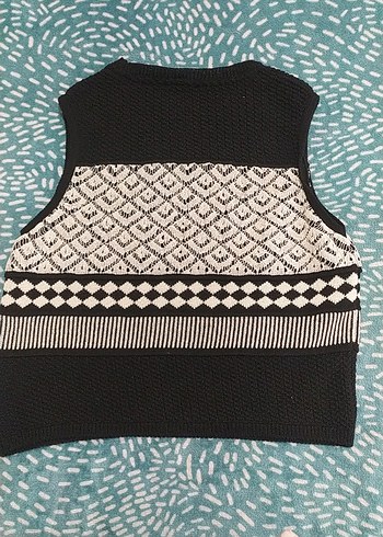 Siyah Desenli Örgü Kadın Süveter - Görsel 3