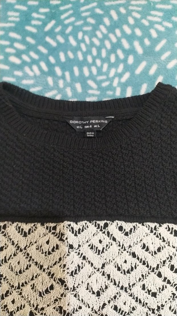 Siyah Desenli Örgü Kadın Süveter - Görsel 2