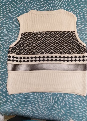 Gri Desenli Kadın Triko Süveter - Görsel 2