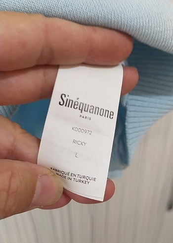 Mavi V Yaka Pamuklu Kadın Kazak - Görsel 5