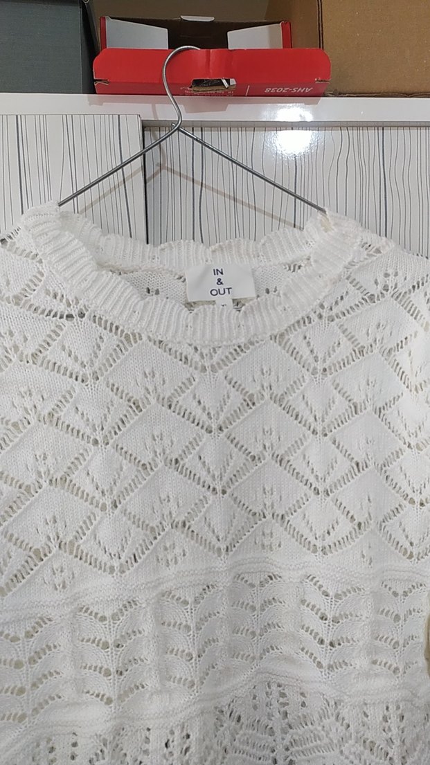 Beyaz Nakışlı Örgü Bohem Kazak - Görsel 2